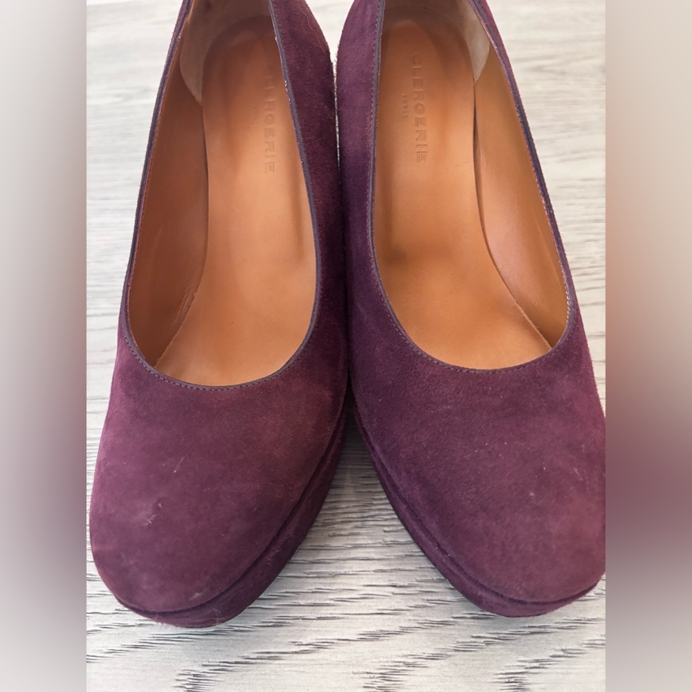 Clergie Blandine Suede Platform Wedge Pump Size 38 In Burgundy - Picture 7 of 9
